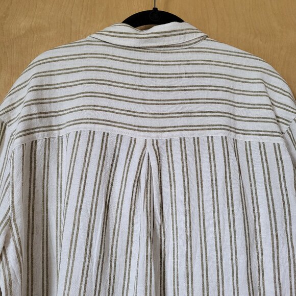 Oversized Boyfriend Button-down Linen Blend Shirt Cream with Stripes Siz… - Picture 5 of 13